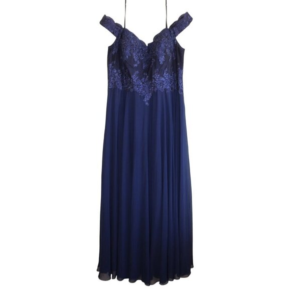 NWT Cinderella Divine Chiffon Maxi Dress 4XL Embellished Gown Blue Off Shoulders - Picture 9 of 12